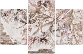 Tablou - Frescă florală pe un perete de cărămidă (90x60 cm)