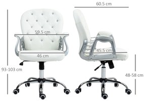 Vinsetto Scaun de birou, Ergonomic Scaun de birou cu braț, Spătar căptușit Alb | Aosom Romania