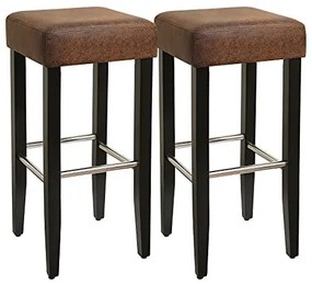 Set 2 scaune de bar, 36 x 36 x 76 cm, piele ecologica, maro / negru, Songmics