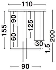 Lustra LED design liniar ELETTRA negru