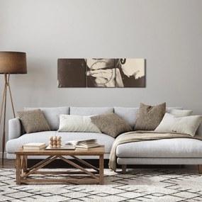 Tablou - Vintage, poza unei femei (cu ceas) (90x30 cm)