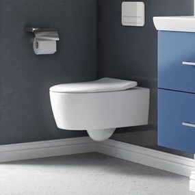 Set vas WC suspendat Villeroy &amp; Boch, Avento, direct flush, cu capac slim seat, alb alpin