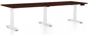 Masă înălțime reglabilă OfficeTech Long, 240 x 80 cm, picioare albe, wenge
