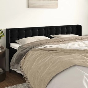 Tablie de pat cu aripioare negru 163x16x78 88 cm catifea 1, Negru, 163 x 16 x 78 88 cm