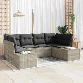 vidaXL Set de canapele pentru grădină 6 pcs Gri deschis Rattan poli