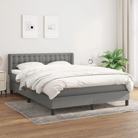 3130026 vidaXL Pat box spring cu saltea, gri închis, 140x190 cm, textil