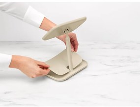 Oglinda cu suport pentru accesorii Brabantia ReNew 1006271, 28.3x20x12.6 cm, Baza antiderapanta, Reglabila la 360°, Bej