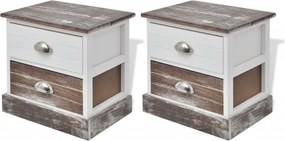 vidaXL Noptiere, 2 buc, maro și alb