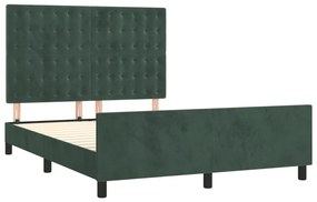 Cadru de pat cu tablie, verde inchis, 140x200 cm, catifea Verde inchis, 140 x 200 cm, Nasturi de tapiterie