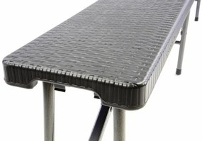 Set de 2 bănci de grădină - design din ratan negru 180x25 cm