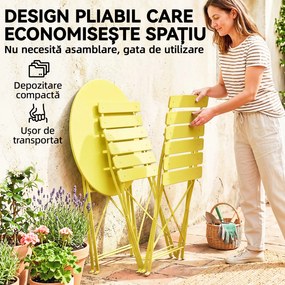 Outsunny Set Bistro, Masă și Scaune Pliabile pentru 2, Grădină, Galben. | Aosom Romania