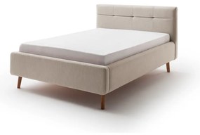 Pat dublu tapițat bej cu spațiu de depozitare cu somieră 140x200 cm Lotte - Meise Möbel