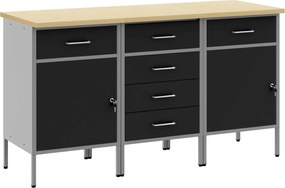 vidaXL Dulap de lucru cu sertar 3 pcs Negru și Gri 75 x 45 x 85 cm