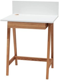 Birou cu bază din lemn de frasin Ragaba Luka Oak, lungime 65 cm, alb