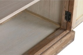 Bufet vitrină rustic din lemn de ulm reciclat, natur, cu 2 uși vitrate, 2 uși închise, 2 sertare și 3 rafturi, 220 x 100 x 45 cm, „Elmwood”