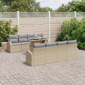 vidaXL Set de canapele pentru grădină cu pernă 7 pcs Bej Rattan poli
