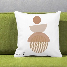 Perna Decorativa Geometric Boho Forme Terracotta, 40x40 cm, Alba Mata, Husa Detasabila, Perna Inclusa, BEKZ®