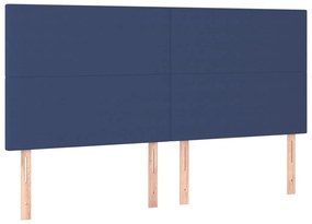 Cadru de pat cu tablie, albastru, 200x200 cm, textil Albastru, 200 x 200 cm, Design simplu