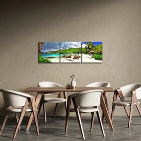 Tablou - Seychelles, plaja Takamaka (cu ceas) (90x30 cm)