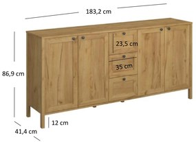 Comodă Keira 4D3S (Stejar craft auriu). 1052993
