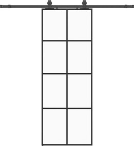 vidaXL Ușă glisantă cu set de feronerie neagră 76x205 cm Sticlă ESG