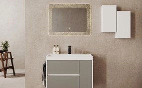 Oglindă lemn masiv cu iluminare LED si acționare touch Efect Cristale 80x60cm