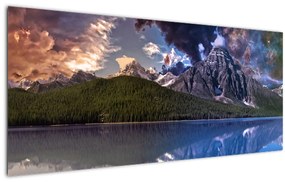 Tablou cu lac și munți (120x50 cm)