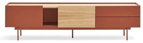 Comodă TV cărămiziu-natural cu aspect de lemn de stejar 180x45 cm Otto – Teulat