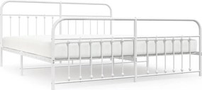 vidaXL Cadru de pat metalic cu tăblie de cap/picioare, alb, 193x203 cm