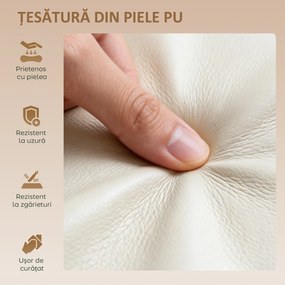 HOMCOM Set 2 Scaune de Bar din Piele PU cu Suport pentru Picioare, Scaune Rotative, Bucătărie, Crem | Aosom Romania