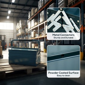 DURHAND Cutie de unelte Caseta de unelte Montaj Cufăr de unelte gol economisire spațiu cu 5 rafturi pliante stabil Oțel (SPCC) Verde închis 45 x 20 x 34,5 cm | Aosom Romania