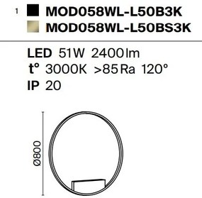 Aplica LED de perete design modern Rim alama 80cm, 3000K