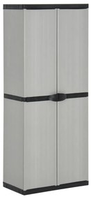 vidaXL Dulap depozitare de grădină, 3 rafturi, gri/negru, 68x40x168 cm