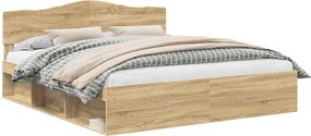 vidaXL Cadru de pat cu headboard Sonoma 180 x 200 cm Lemn de pin masiv