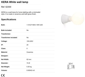 Aplica minimalista perete/ tavan design modern KERA alba