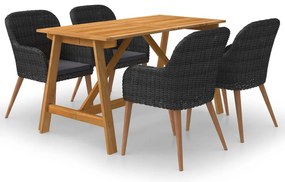 vidaXL Set mobilier de grădină, 5 piese, negru