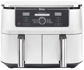 Friteuza dubla cu aer cald Ninja AF400EUWH, 2470W, 9.5 L, 6 programe, 40-240°C, Zone independente, Alb