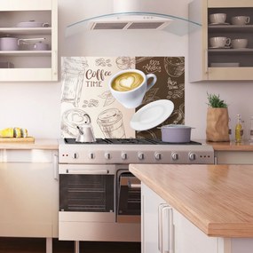 Panou Sticla Bucatarie, 30x40cm, Protectie aragaz, Antistropi, Termorezistent, Alimente, Cafea, Coffee Time