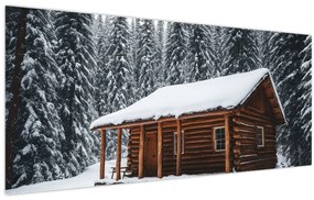Tablou - Cabană acoperită de zăpadă (120x50 cm)