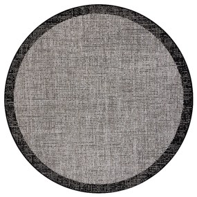 Covor sisal Floorlux Cerc 20401 Cadru argintiu si negru