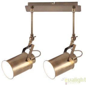 Plafoniera, Lustra cu 2 spoturi design Industrial Style, finisaj bronz antic, Peter 5982 RX