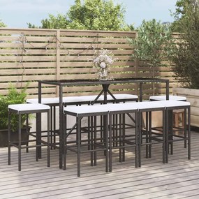 3187639 vidaXL Set mobilier de grădină cu perne, 11 piese, negru, poliratan