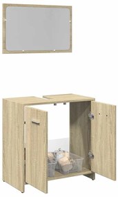 vidaXL Set mobilier de baie, 2 piese, stejar sonoma, lemn prelucrat