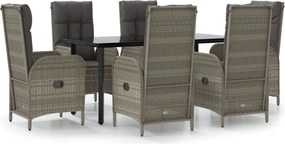 vidaXL Set mobilier de grădină cu perne, 7 piese, negru/gri, poliratan