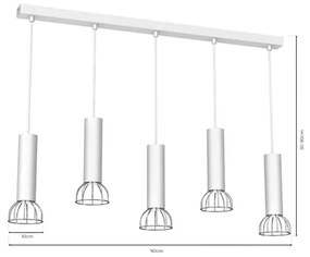 Lustră pe cablu DANTE 5xGU10/25W/230V albă/crom lucios