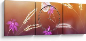 Tablou - Fluture roz (cu ceas) (90x30 cm)