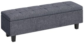 HOMCOM Bancă tapițată cu spațiu de depozitare, cu picioare din lemn de cauciuc, pentru living, dormitor, hol, Gri închis | Aosom Romania