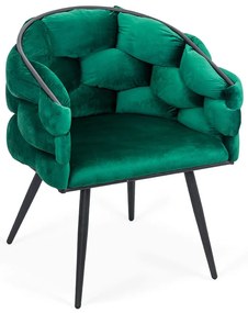 Scaun living modern din catifea si cadru metalic BUC 256 verde