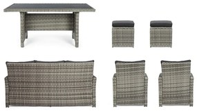 Set mobilier de grădină gri din ratan artificial pentru 6 persoane Ariel – Bizzotto