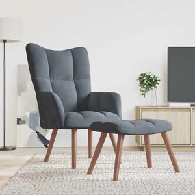 vidaXL Scaun de relaxare cu taburet, gri închis, catifea